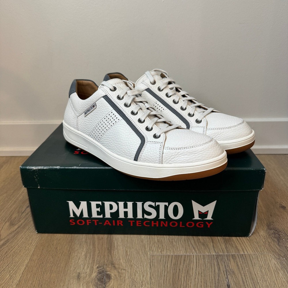 Mephisto Harrison Sneakers Men's US 10 City Hike White Pebbled Leather NWB